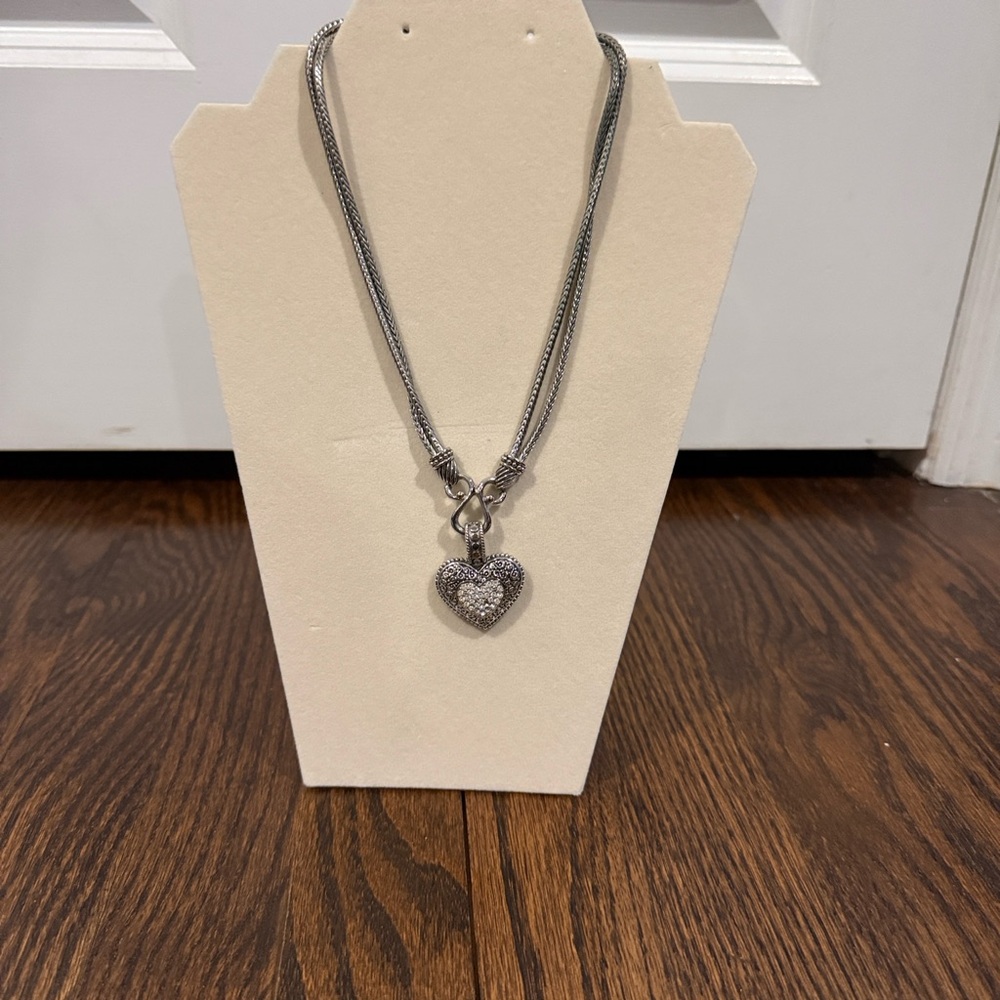 Lia Sophia Silvertone  Heart Pendant Necklace